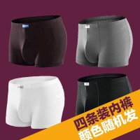 四条随机装北极绒男士平角莫代尔中腰内裤U凸性感男士四角裤头