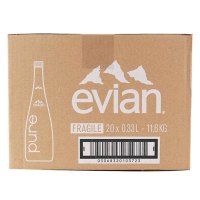 依云（Evian） 玻璃瓶装 天然矿泉水 330ml*20瓶 法国进口