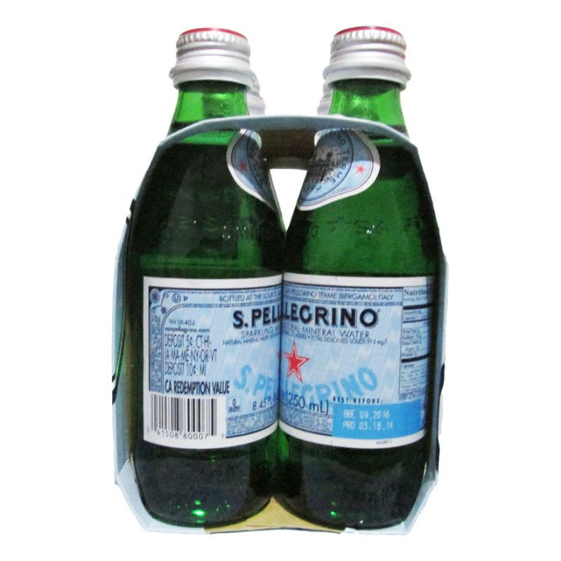 S.Pellecrino 圣培露 含气天然矿泉水 气泡水 250ml*6玻璃瓶 意大利进口图片