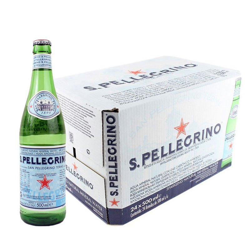 S.Pellecrino 圣培露 含气天然矿泉水 气泡水 500ml*24玻璃瓶 意大利进口