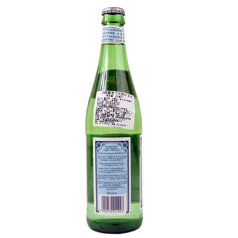 S.Pellecrino 圣培露 含气天然矿泉水 气泡水 500ml*24玻璃瓶 意大利进口
