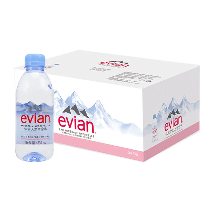 依云（Evian） 天然矿泉水 新包装 330ml*24瓶 法国进口图片