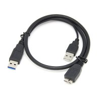 USB3.0数据线 移动硬盘数据线 适合希捷 WD西部数据 东芝 三星日立东芝移动硬盘数据线USB线双头1米线