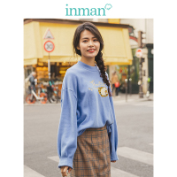 茵曼秋装新款棉混纺套头圆领时尚可爱印花宽松潮流百搭卫衣女【1893082300】