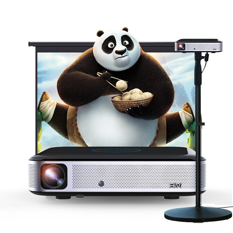 酷乐视S3微型投影机LED家用投影机3D投影仪高清1080P无线投影仪【套餐带100英寸16：9幕布+伸缩落地支架】
