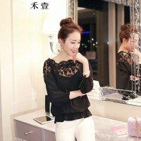 禾壹 2015年春装新款女装韩版时尚修身蕾丝衬衫 衬衣 雪纺衫上衣