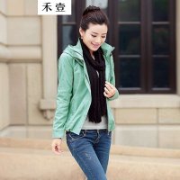 禾壹 2015秋装新款时尚修身短款风衣外套 女士夹克