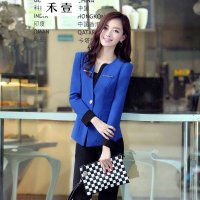 禾壹 2015秋装新款 韩版时尚修身气质OL通勤职业套装 小西装 吊带 休闲裤套装 三件套