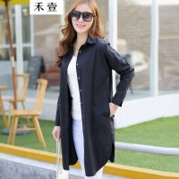 禾壹 2015春装新款女士白衬衫 中长款外套型百搭休闲衬衣