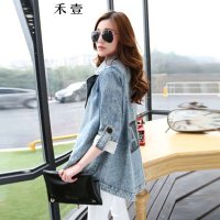 禾壹 2015秋装新款女装大牌范宽松前短后长时尚外套翻领牛仔上衣 女士牛仔服