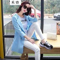 禾壹 2015秋装新款韩版时尚修身收腰中长款七分袖女士风衣