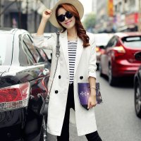 禾壹 2015秋装新款时尚韩版女装棉麻中长款风衣外套女