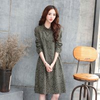 禾壹 2015秋装新款时尚韩版女装休闲文艺印花棉麻长袖连衣裙