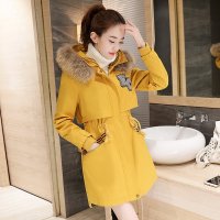 禾壹 貉子毛棉服女 棉袄2015冬装新款韩版时尚休闲连帽修身韩版真毛领中长款棉衣外套