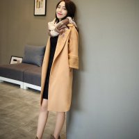 禾壹 2015冬装新款时尚女装 甜美百搭修身显瘦女士呢子大衣 九分袖中长款羊毛呢外套