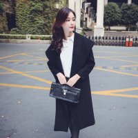 禾壹 2015冬装新款时尚女装 气质修身显瘦女士呢子大衣 长袖连帽中长款毛呢外套