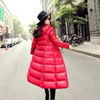 禾壹 连帽休闲百搭中长款羽绒服女 2015冬装新款时尚韩版女装羽绒衣外套