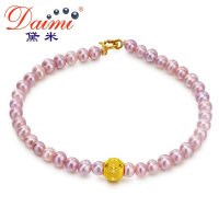 黛米珠宝 4-4.5mm精致小珠手链 足金转运珠 淡水珍珠手链