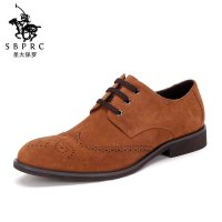 圣大保罗polo 休闲鞋 2015新款皮鞋 优质磨真皮 布洛克时尚英伦男鞋 商务休闲系带鞋