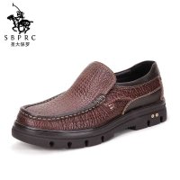 圣大保罗polo 商务休闲鞋 优质真皮牛劲纹头层皮增高鞋 透气耐磨 欧美套脚皮鞋