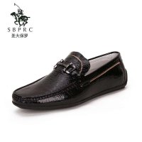 圣大保罗polo 商务休闲男鞋 优质真皮摔纹漆皮 英伦男鞋驾车鞋豆豆鞋