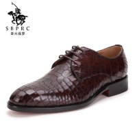 圣大保罗polo 高档定制鳄鱼纹头层牛皮商务正装皮鞋 固特异大底 系带鞋
