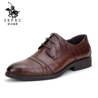 圣大保罗polo 正装鞋 男士皮鞋冬款 头层牛皮拼接鳄鱼纹 系带男鞋