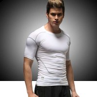 虎迹男士紧身衣速干篮球短袖T恤跑步骑行训练服运动健身衣男弹力吸汗 JS-2015007