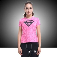 虎迹2015女士运动服 女士超人紧身T恤短袖 瑜伽服 骑行训练弹力服6018