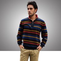 2015新品 男装新款条纹立领男士套头棉质 大码宽松 休闲运动时尚卫衣男外套上衣