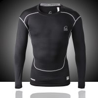 虎迹2015 春秋紧身衣男士运动长袖t恤 健身服男款 健身衣T恤速干运动休闲跑步骑行弹力训练服