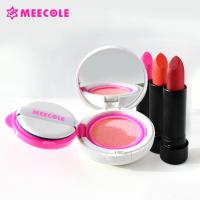 米蔻MEECOLE 气垫BB霜口红套装（瓷肌橘气垫BB霜一盒15g*2+口红三只3.5g*3）