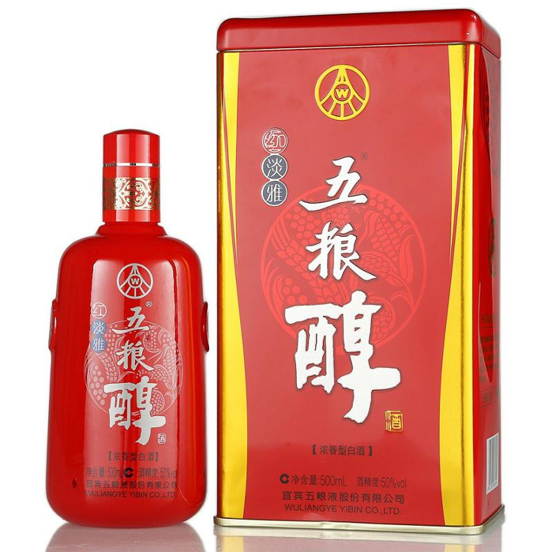 五粮液股份公司 五粮醇 红淡雅 整箱装 50度 500ml*6 婚庆喜酒 浓香型白酒