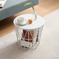 [休闲家具]全友家居n 风网红圆形小茶几多功能金属储物茶几床边柜休闲桌铁制收纳茶几