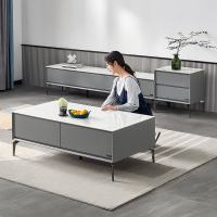 全友家居意式极简岩板茶几客厅小户型新款茶几电视柜组合