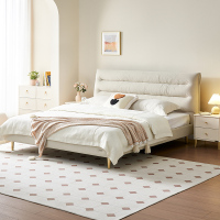 全友现代简约双人床卧室家用奶油风皮艺床家具