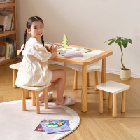 全友家居原木风青少年小凳子实木腿方形书房客厅家用学习椅子