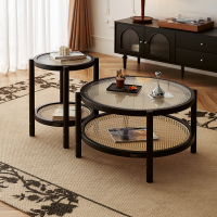 全友家居法式复古组合茶几小户型高矮圆形边几客厅家具休闲置物桌