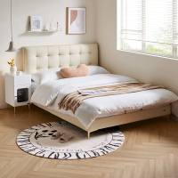 全友家居奶油风猫爪皮软包床新款卧室家具小户型省空间床