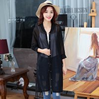 X.Yfuns黑色长款雪纺衫