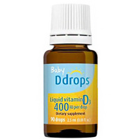 Baby Ddrops 天然婴儿VD维生素D3滴剂 400IU 2.5ml 90滴/瓶 0岁以上 美国直采