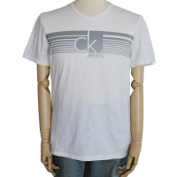 【美国苏宁直采】 Calvin Klein 卡尔文·克莱恩 CK男士V领logo水印字母短袖T恤