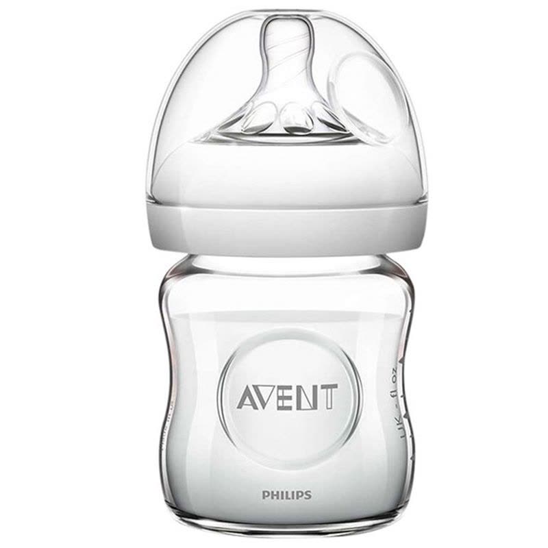 Philips Avent 飞利浦 新安怡 宽口径自然防胀气玻璃奶瓶（新生儿0M +奶嘴）120ml 美国直采图片