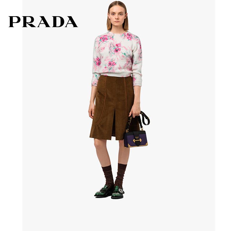 【自营 张梓琳同款】普拉达 (PRADA) 小号Cahier 系列拼色牛皮单肩包 PRADA女包图片