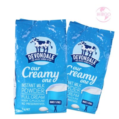 [全国包邮]澳洲进口德运Devondale高钙全脂奶粉 中老年学生 成人奶粉1kg*2袋装