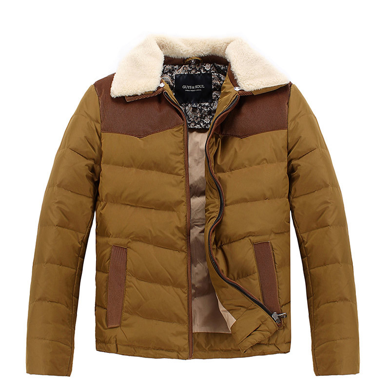 guyssoul2016秋冬新款男士羽绒服修身加厚休闲外套男士翻领冬装棉服