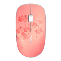 雷柏 M200彩绘无线光学鼠标 USB无线2.4 商务办公 时尚彩色静音鼠标 粉红