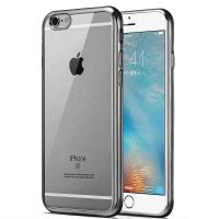 翎听 苹果7手机壳保护套硅胶透明外壳 适用于iPhone7/7 plus 苹果7plus（5.5英寸）-黑色送指环支架+送透明钢化膜