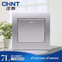 正泰电工 钢架墙壁开关插座面板 NEW7L绅士银色 一开单控开关面板
