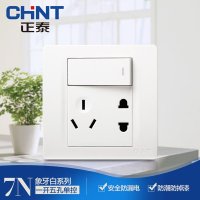 正泰电工 86型墙壁开关面板 NEW7N象牙白 一开五孔单控